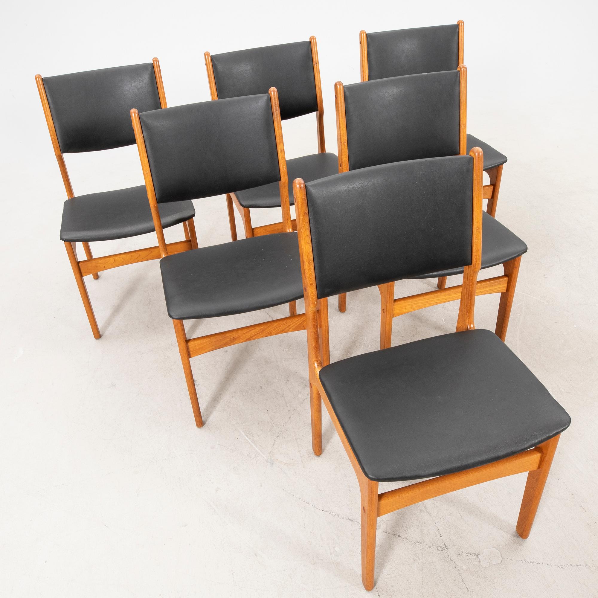 A set of six Danish 1960s teak chairs.