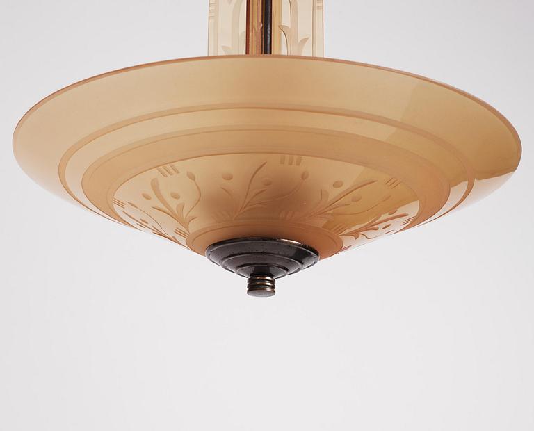 Edward Hald, a ceiling lamp model "HD 615", Orrefors, 1930s.