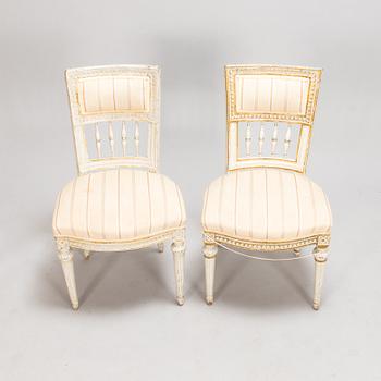 A pair of gustavian chairs made in Lindome by Johannes Andersson (1763-1840), signed IAS+, around the year 1800.