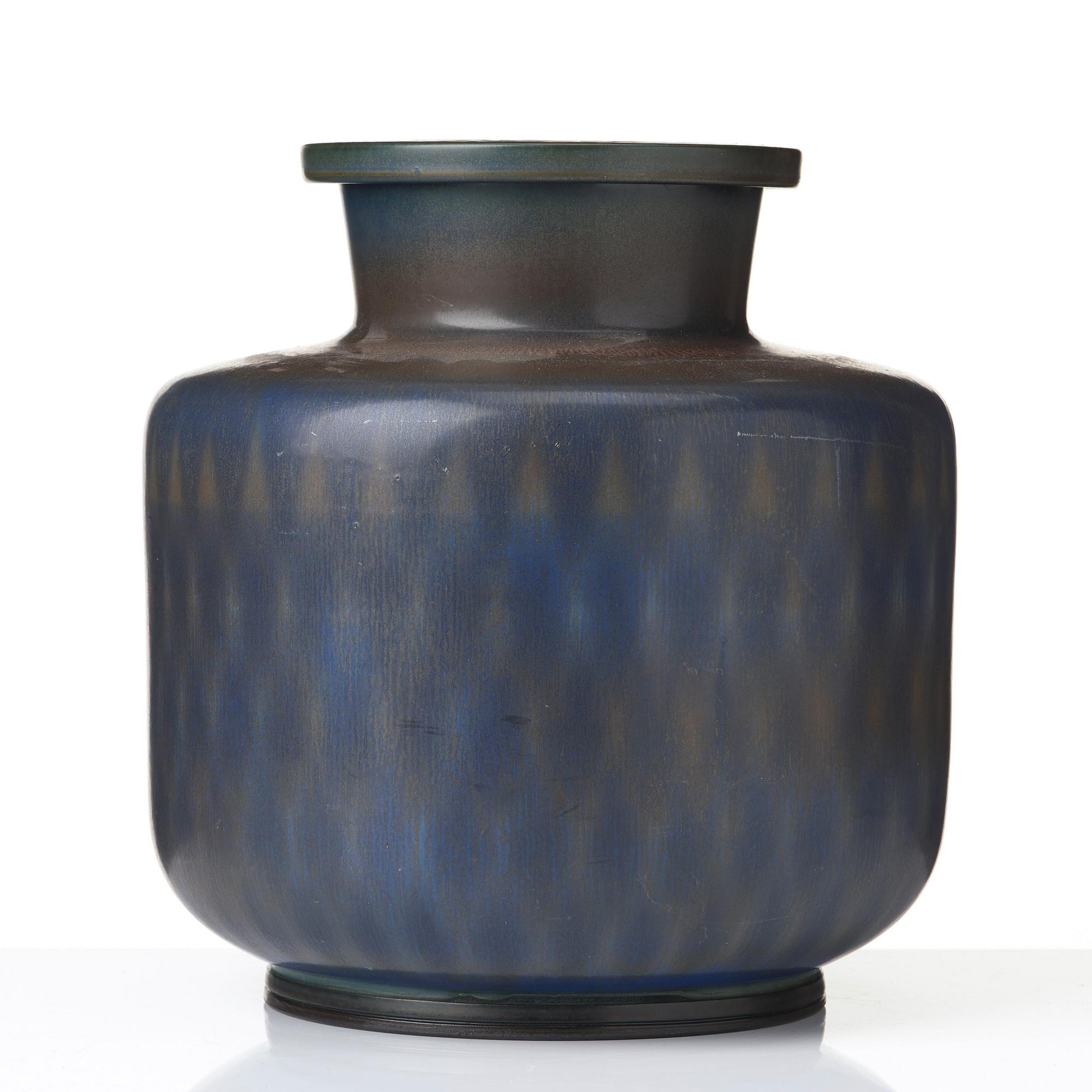 Berndt Friberg, a stoneware vase with a geometrical decoration, Gustavsberg studio, Sweden 1962.