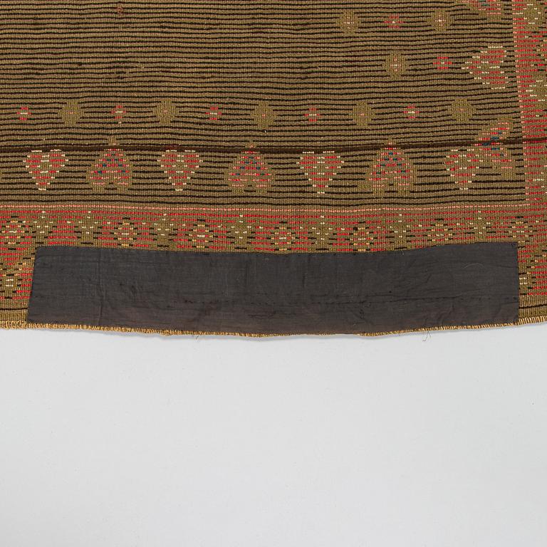 A Finnish folk art long pile ryijy-rug, dated 1817. Circa. 185 x 130 cm.
