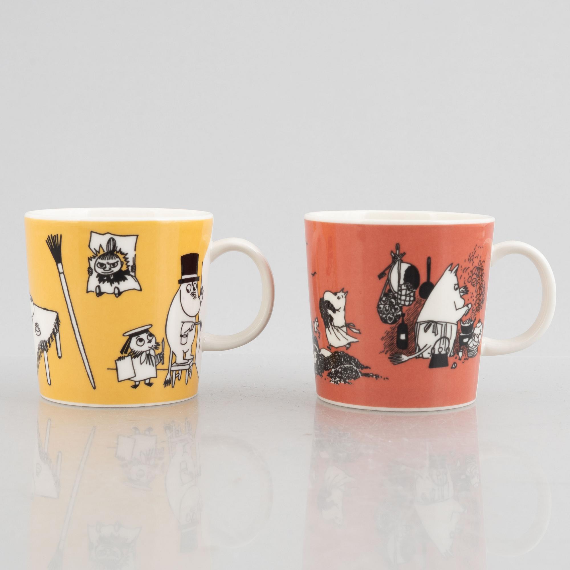 Two Moomin mugs, Arabia, Finland, 1990-1999.