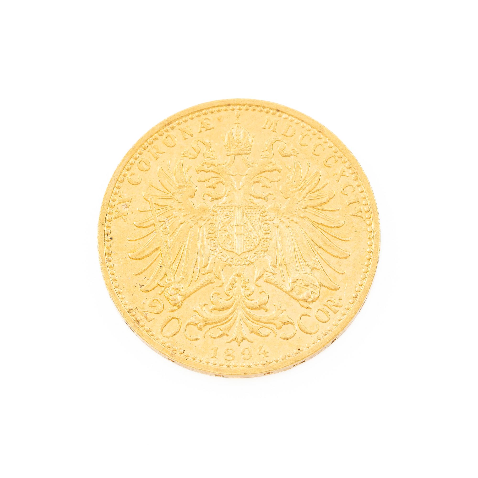 Gold coin, Austria-Hungary, 20 Corona, 1894.