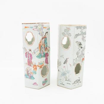 Two Chinese famille rose lanterns, one late Qing and one 20th century.