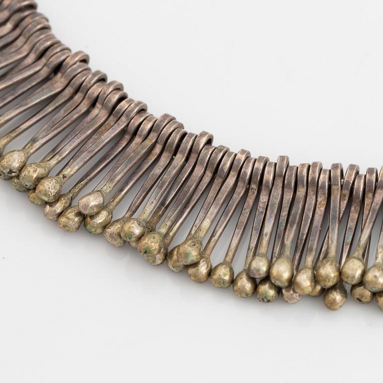 Earrings and necklace,  Birgitta Sanitate ,silver.