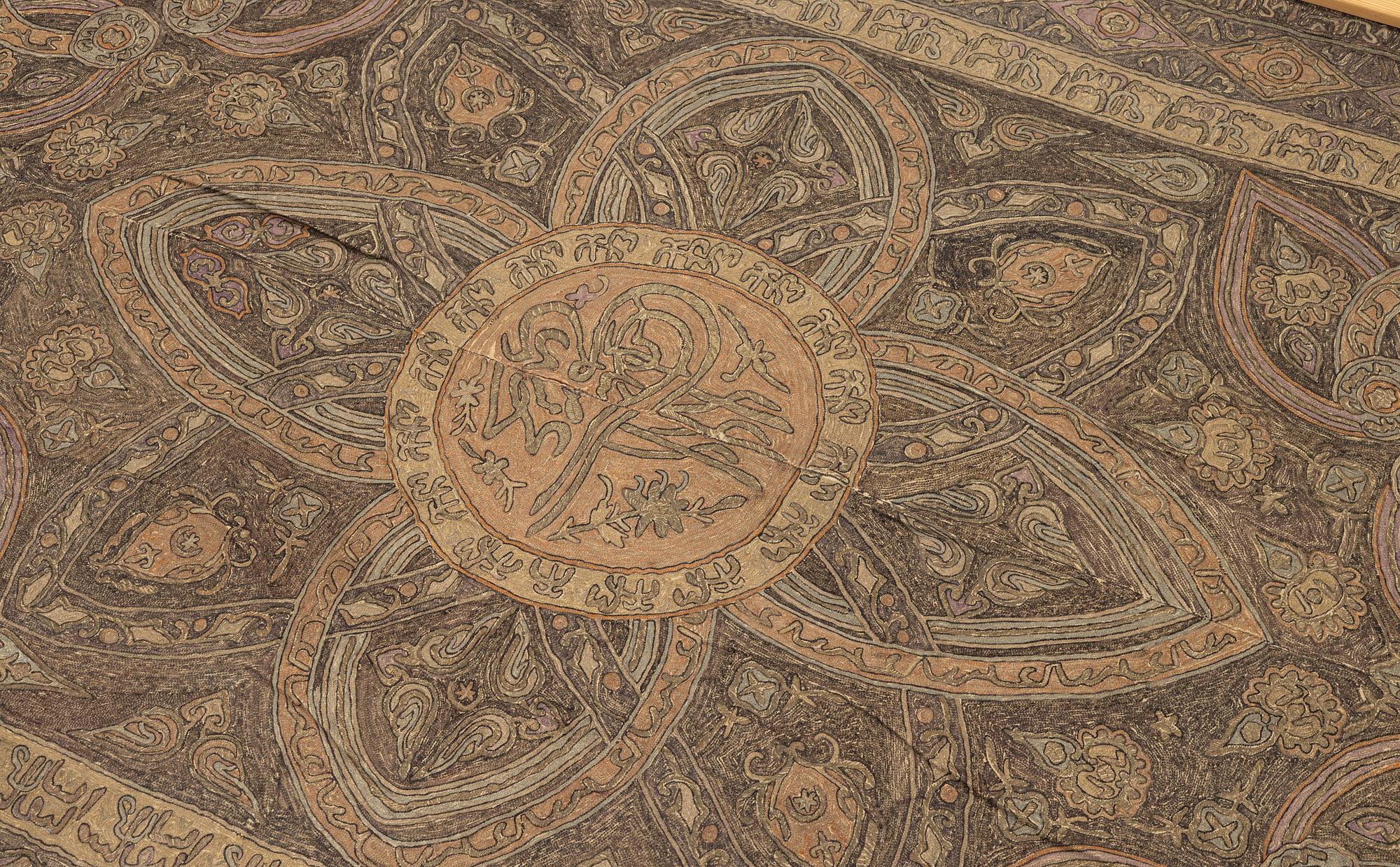 A silver embroidery tapestry, Ottoman Empire, first half of the 19th century, c. 260 x 153 cm.