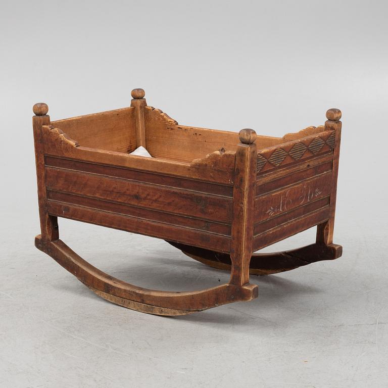 A Swedish cradle, Hälsingland, probably. Dated 1851.