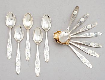 KAFFESKEDAR, 12 st, sterlingsilver, Th Martinsen, Norge. Vikt ca 98 g.