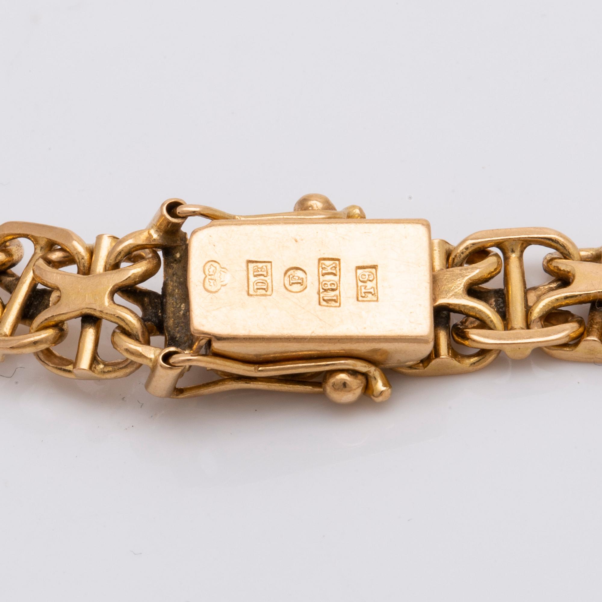 Goldbracelet 18K, 15,0 g, approx 20 x 0,5 cm.