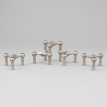 LJUSSTAKE, 5 delar, Ceasar Stoffic & Fritz Nagel, vitmetall, Tyskland, 1900-talets andra hälft.
