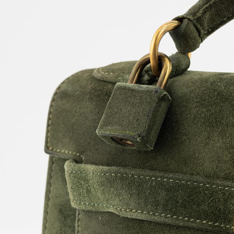 Hermès, a 1960's green suede 'Kelly 30'.