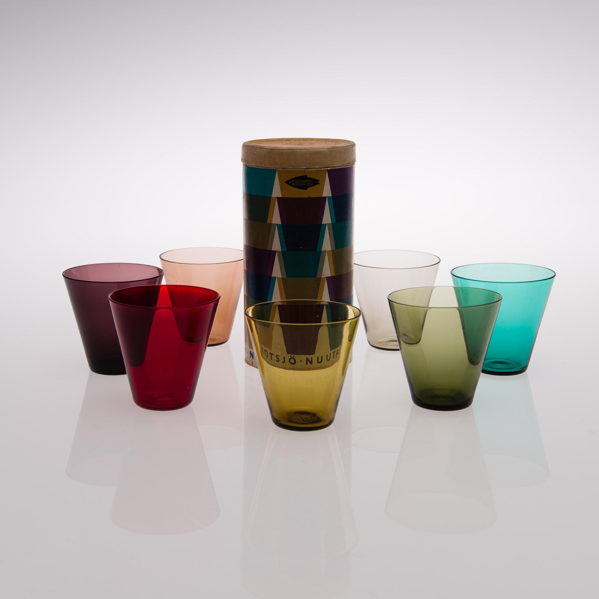KAJ FRANCK, GLASS, 7 pcs, "Kartio" 2744, in Toive packaging, Kaj Franck, Notsjö, Finland's middle of the 20th century.