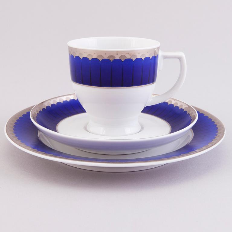 SIGVARD BERNADOTTE, MAT- och KAFFESERVIS, 91 delar, "Christineholm"/"Marianne Royal Blue".