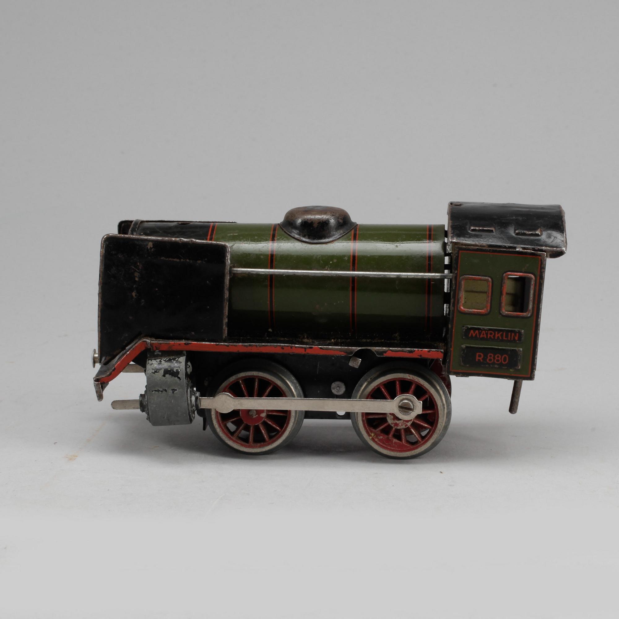 TÅGSET, 4 delar + räls, Märklin, 1900-talets första hälft.