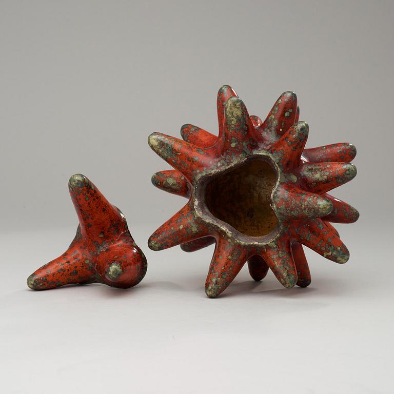 A Hans Hedberg faience sculpture of a sea-urchin, Biot, France.