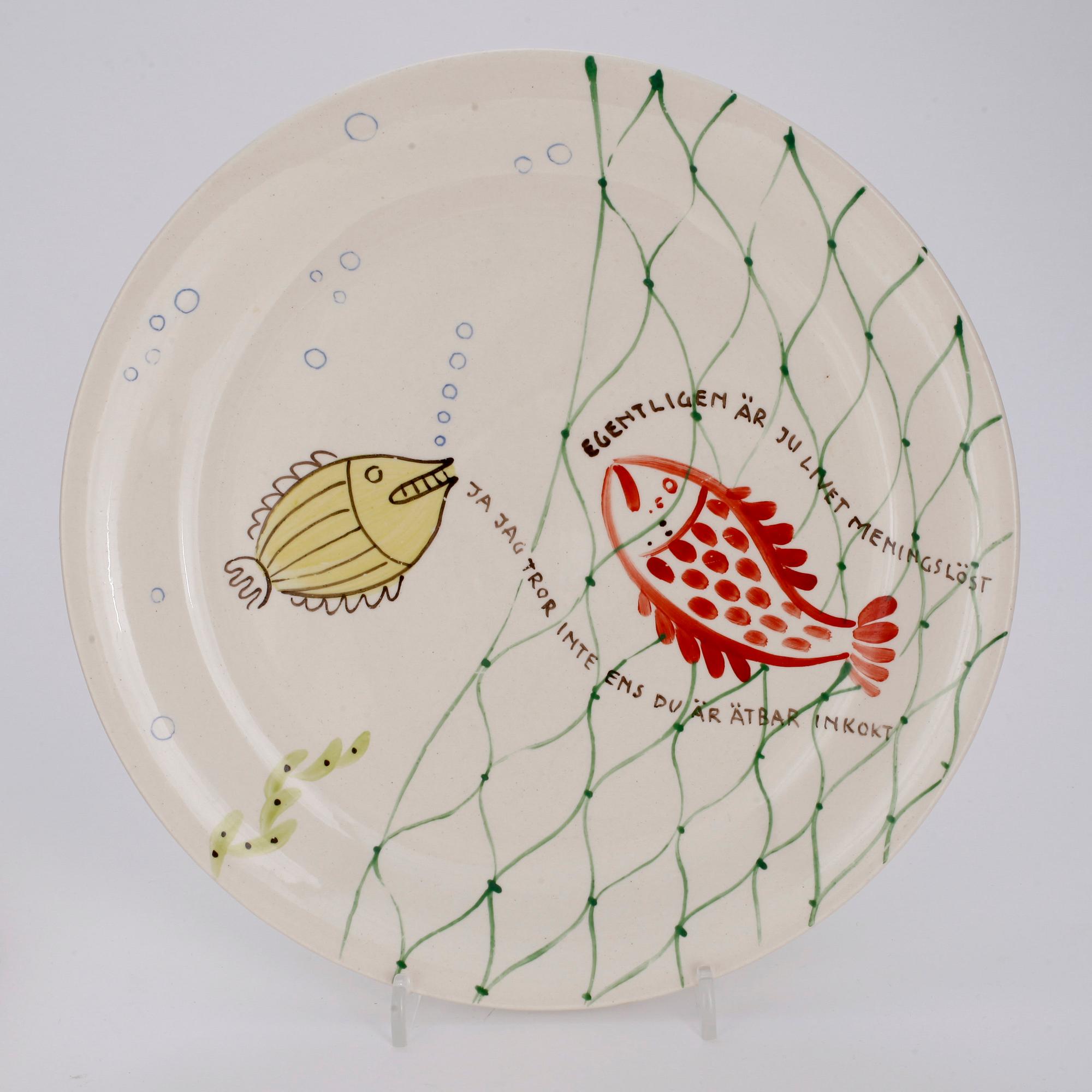 FISKTALLRIKAR, 6 st, flintgods "Löja", Stig Lindberg, Gustavsberg.