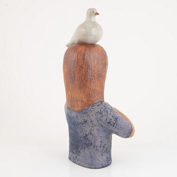 Lisa Larson, a stoneware figurine, "Flicka med duva", Gustavsberg, Sweden.