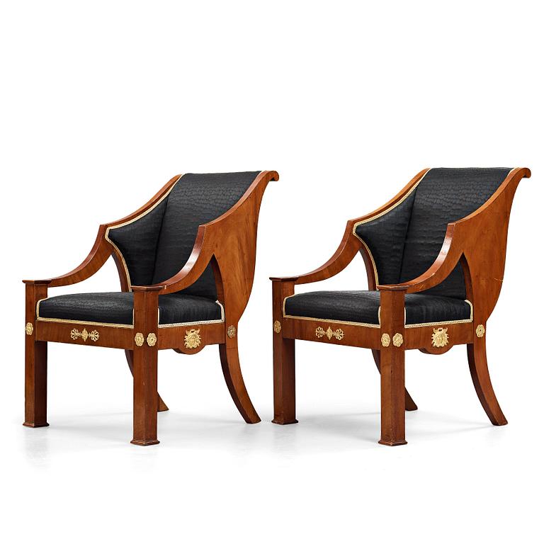 A pair of Swedish Empire armchairs, Stockholm, first half of the 19th century.