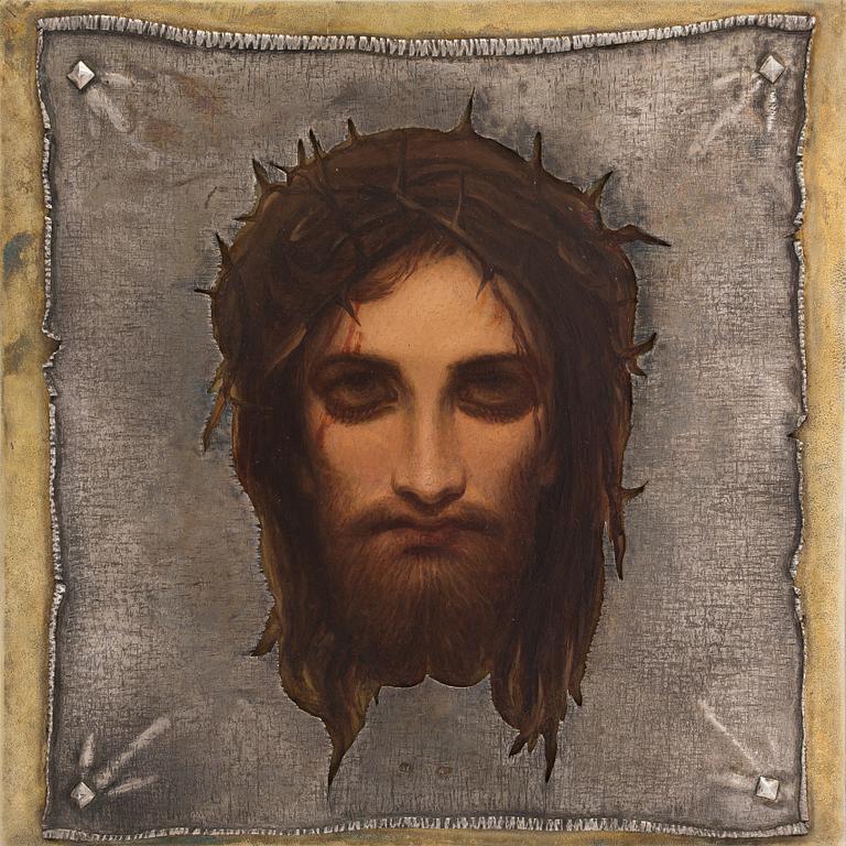Ikon, tempera på pannå, silverrisa Dmitry Smirnov, Moskva 1908-1917.