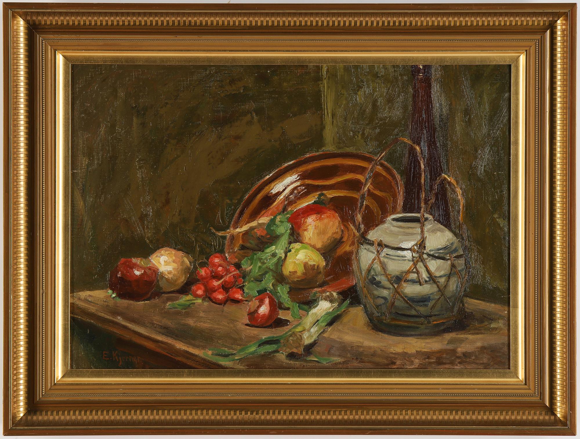 Esther Kjerner, oil on canvas, signed.