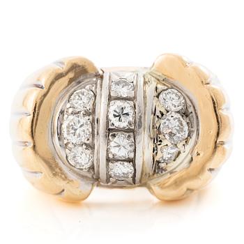 Ring, cocktail ring, 18K gold with brilliant-cut diamonds, 1950s.