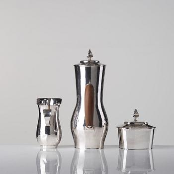 Sigurd Persson, a three pieces sterling coffee service, Stockholm 1949--50, executed by Olle Kvist.