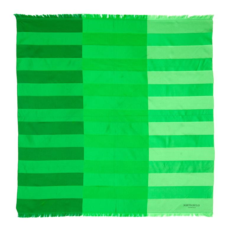 MÄRTHASKOLAN, a green silk scarf.