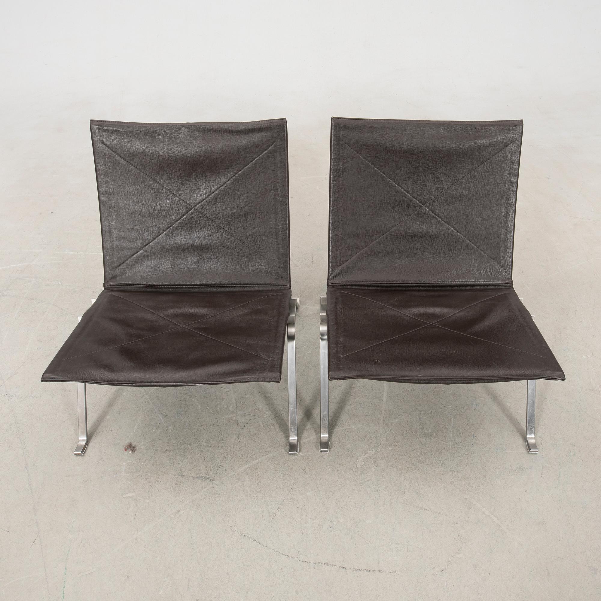 Poul Kjaerholm, armchairs 1 pair, "PK22" for Fritz Hansen Denmark 2003.