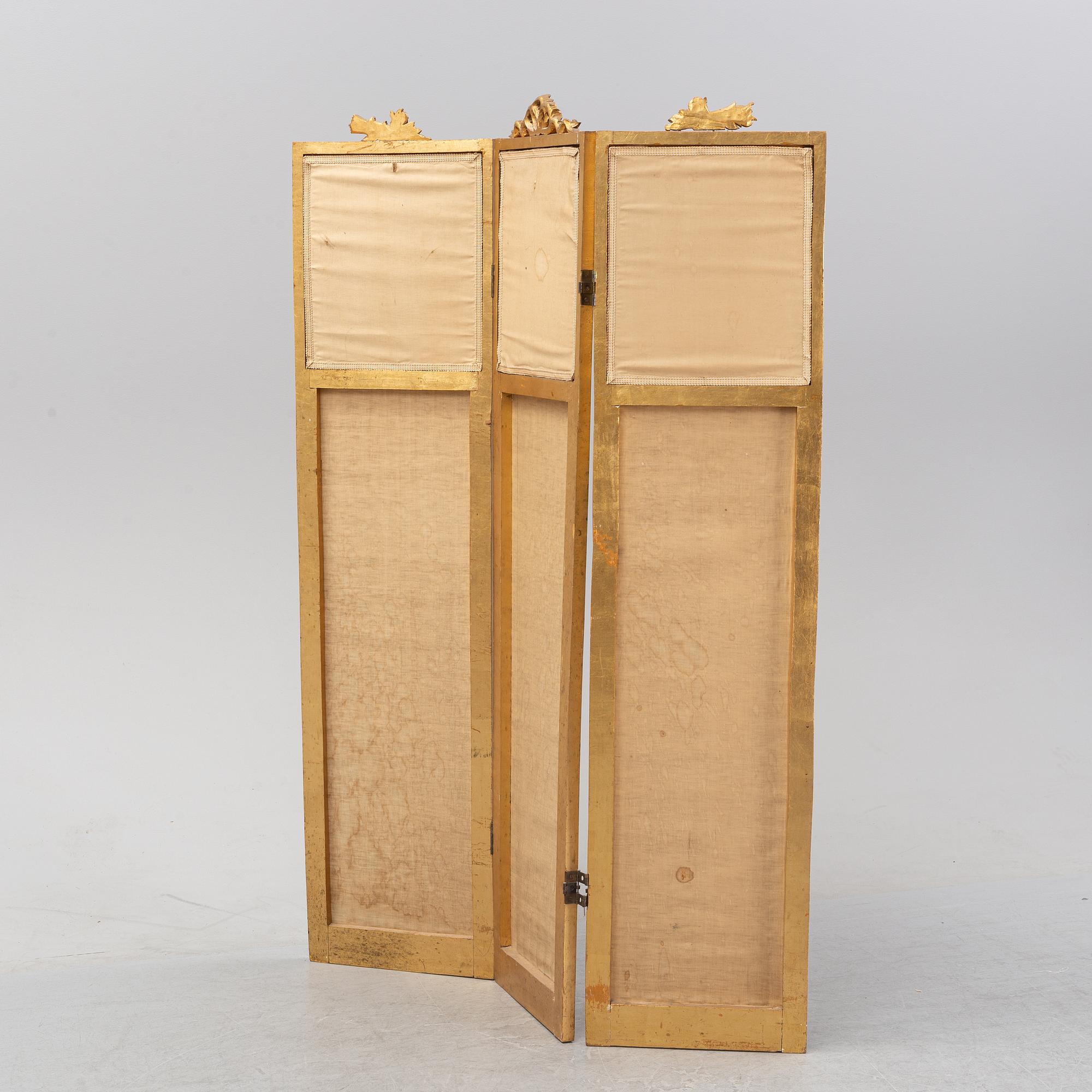 A gustavian style folding screen, first half of the 20th century.