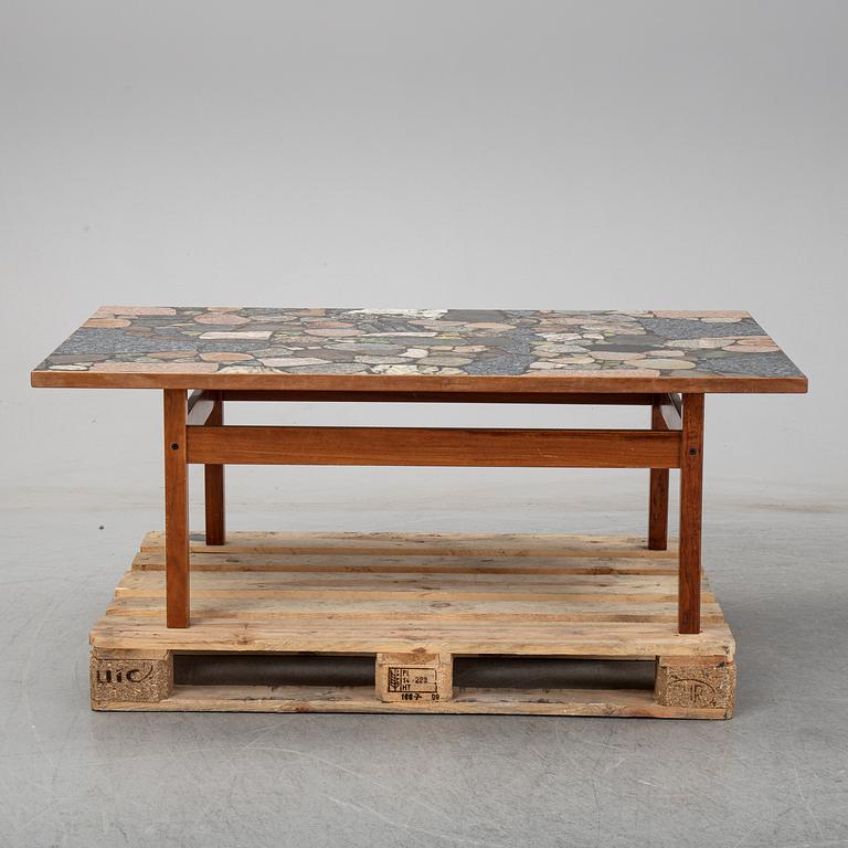 Erling Viksjø, A rosewood and stone coffee table by Conglo Design, Norway, 1960's-80's.