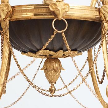 A late Gustavian early 19th century nine-light hanging-lamp.