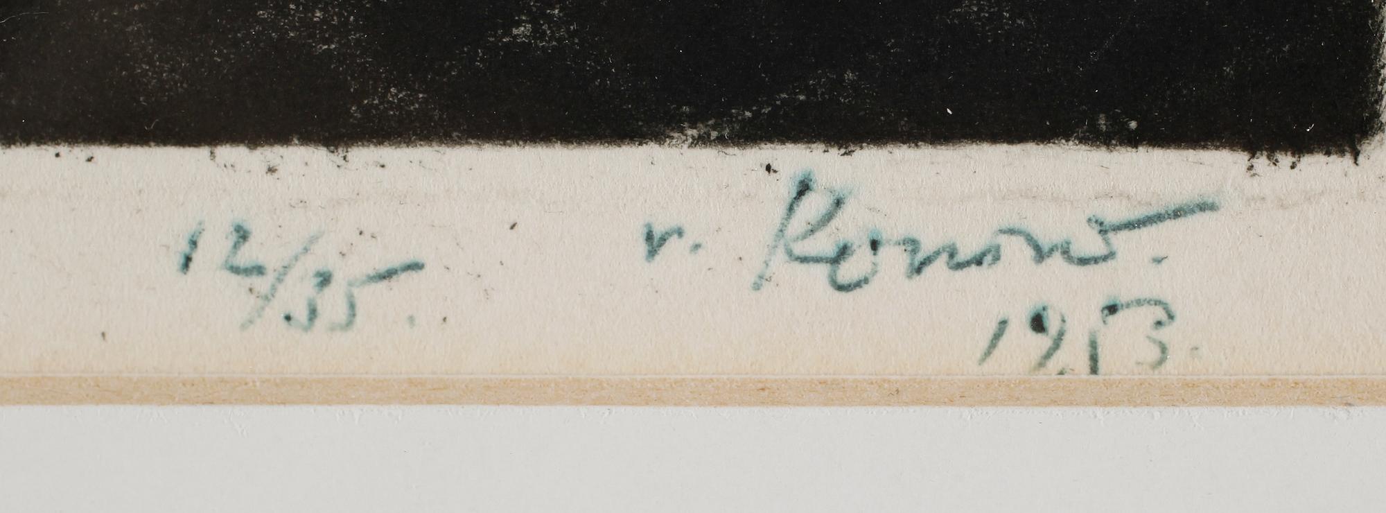 JÜRGEN VON KONOW, kopparstick och etsning, signerad och daterad 1953, numrerad 12/35.