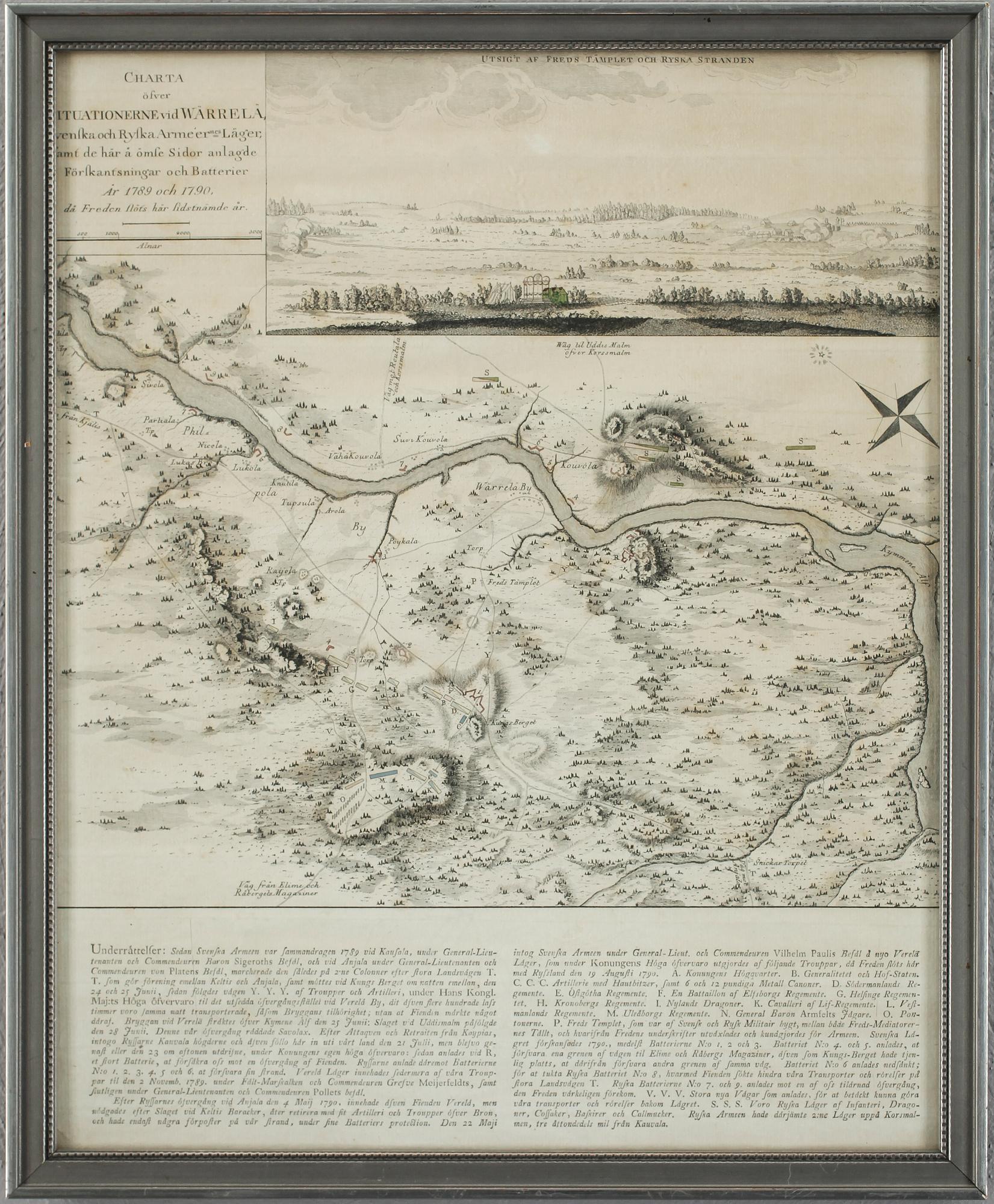 KARTOR, 2 st, öfver situationerna vid Wärrelä 1789 och 1790 resp Combat de Meer, 1758.