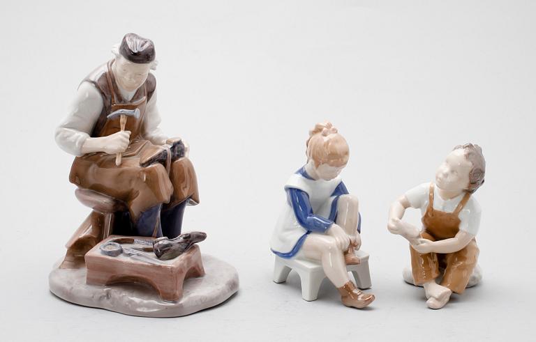 FIGURER, 3 st, porslin, Bing & Gröndahl, Danmark.