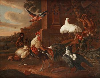 Melchior de Hondecoeter Attributed to, The poultry yard.