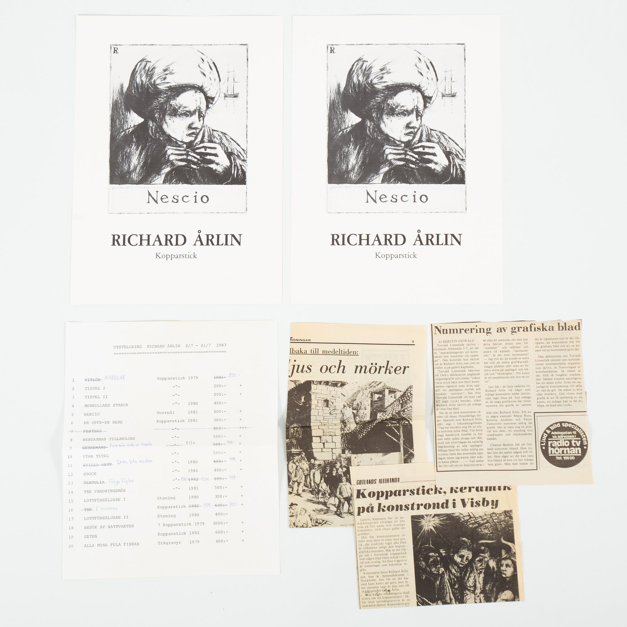 Mapp med grafik av Richard Årlin & Olof Sandahl.