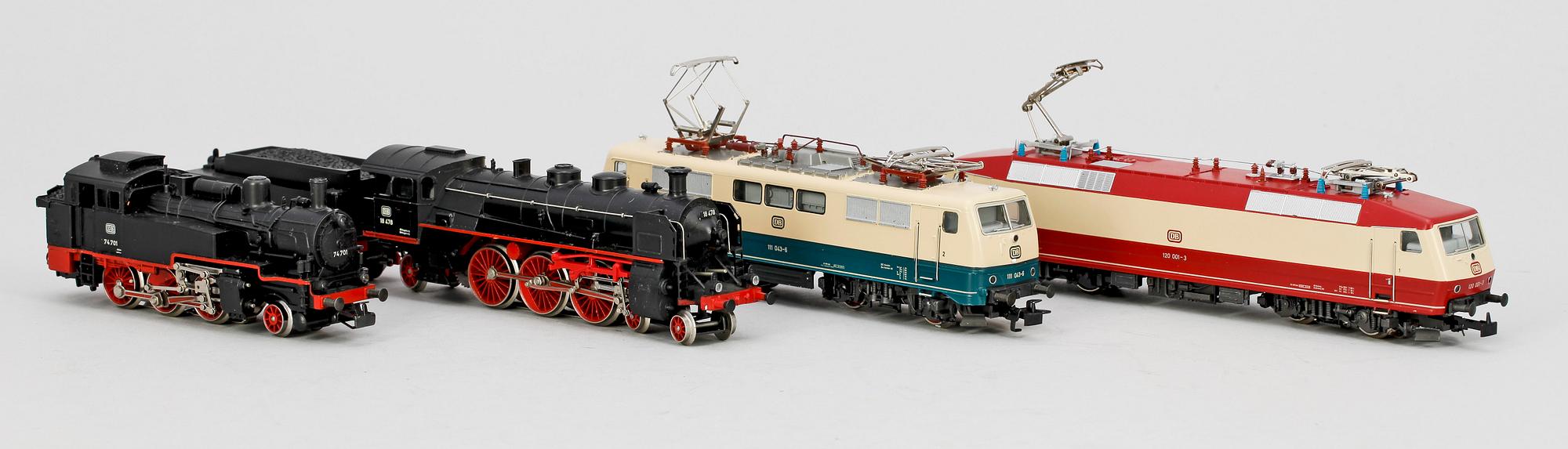 PARTI LOK, 4 st, Märklin H0 3042, 3153, 3095 och 3093, 1900-talets andra hälft.