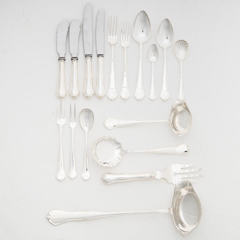 Cutlery service, 96 pieces, silver, model "Viktoria", Auran Kultaseppä Oy, Turku, Finland 1982.