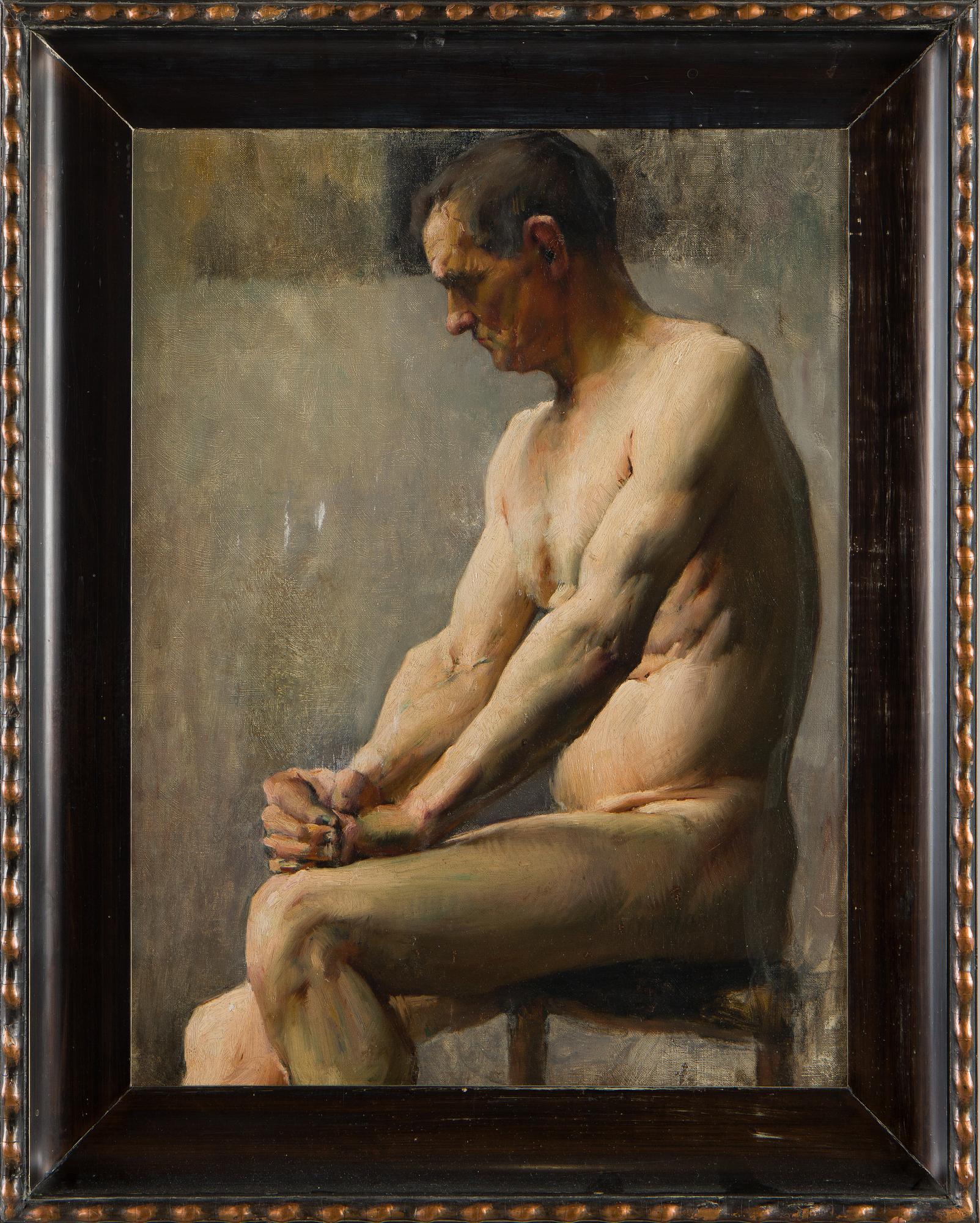 Okänd konstnär, Manlig nakenmodell, 1900-tal.