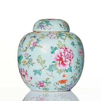 A Chinese mille fleur jar with cover, 20th Century, with Guangxu mark to base.