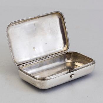 A Russian silver and niello tobacco cheroot box, unidentified maker's mark, Moscow, 1855-1888.
