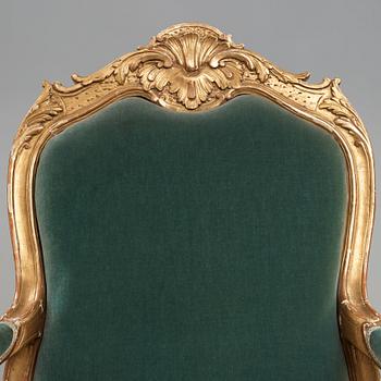 A large Swedish Rococo armchair by Carl Magnus Sandberg (master in Stockholm 1759-1789), circa 1760.