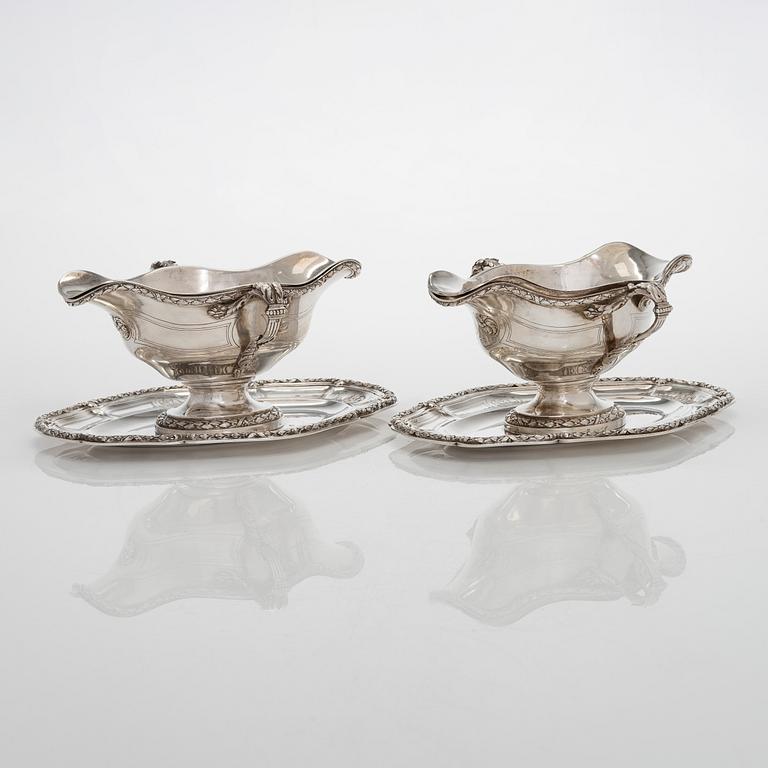 A pair of Boin-Taburet silver sauceboats, Paris 1870s-90s.