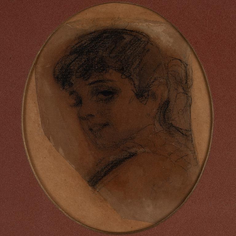 ANDERS ZORN, kol och blyerts på smörpapper uppfordrad på pappannå , signerad med blyerts. Troligen utförd omkring 1879.
