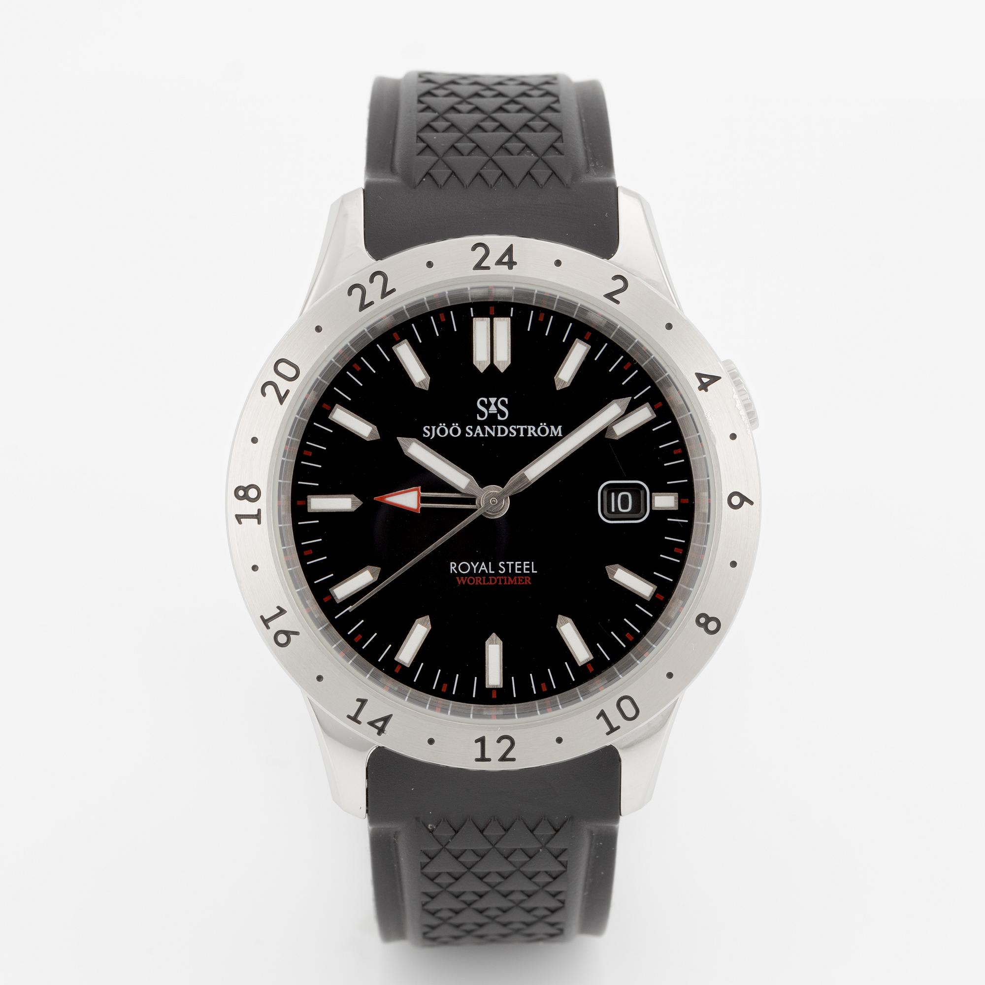 Sjöö Sandström, Royal Steel, Worldtimer, "SÄPO/Swedish Security Service", armbandsur, 41 mm.