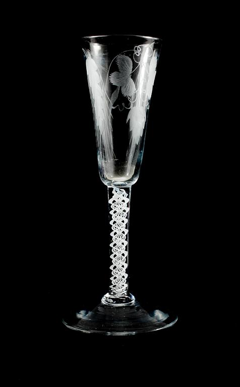GLAS, 6 st samt LOCKPOKAL, glas, 1700/1800-tal.