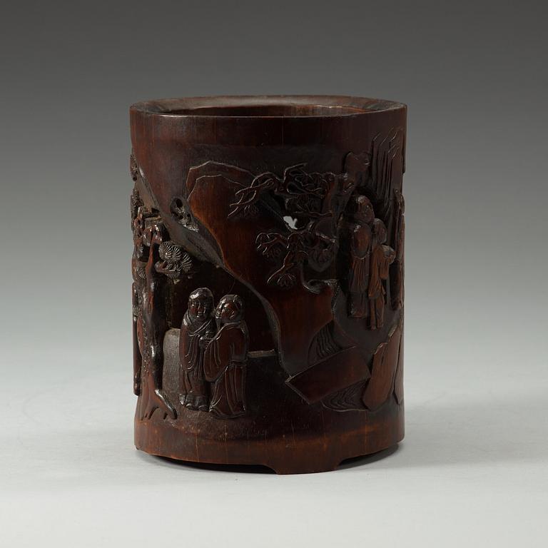 PENSELVAS, bambu. Kina, troligen sen Qing dynastin (1644-1912).