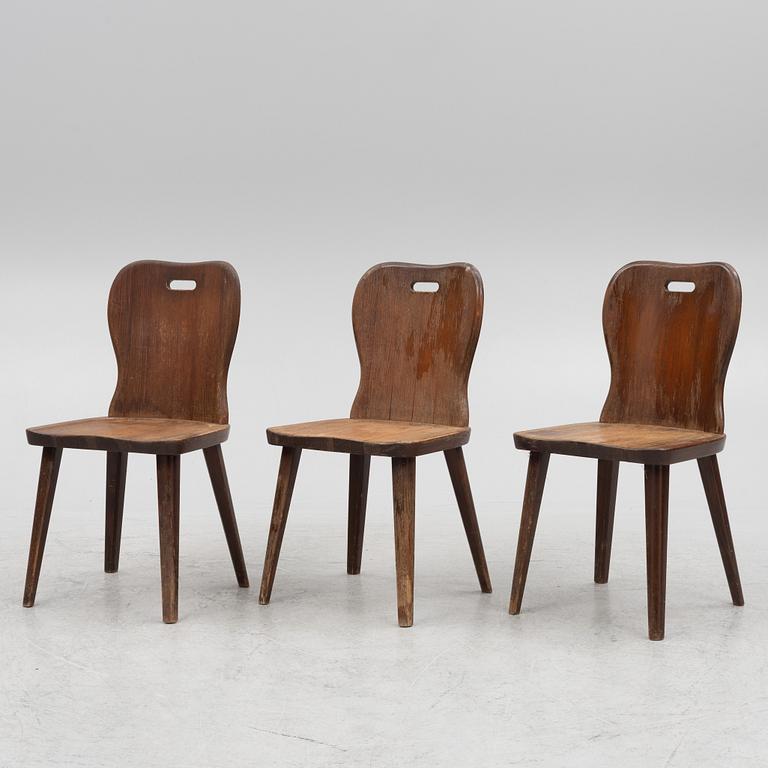 Three pine chairs, Åby Möbelfabrik, mid 20th century.