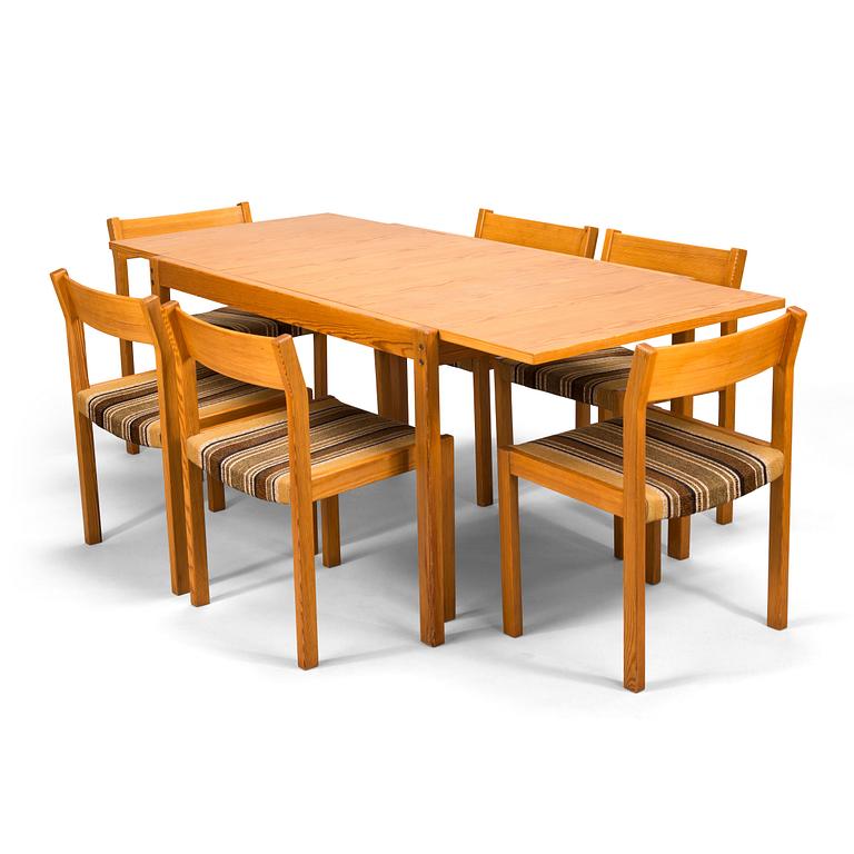 Eero Aarnio, ruokapöytä ja tuoleja, 6 kpl, "Pine", Asko 1960-luku.