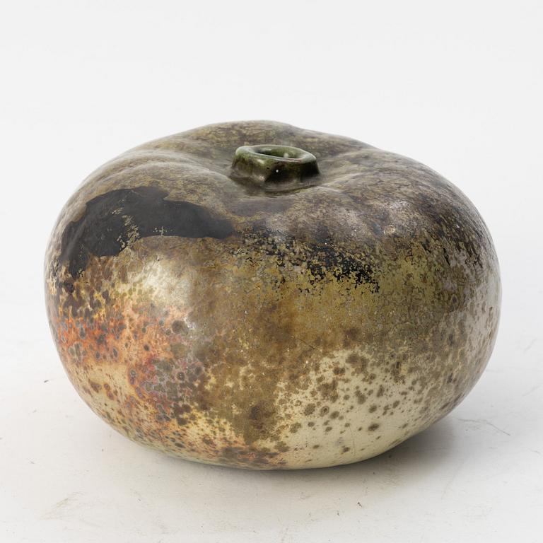 Hans Hedberg, a glazed faience sculpture of a pumpkin, Biot, signed.